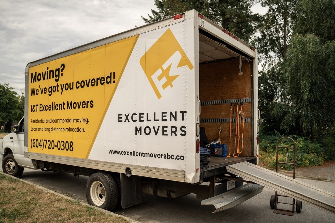 Unloading household items in Calgary after long-distance move from Vancouver